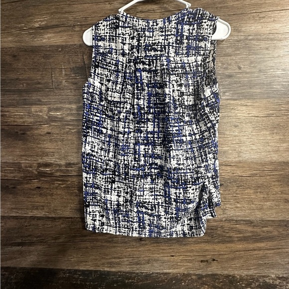 ANTONIO MELANI 100% Silk Abstract Blue White and Black Blouse Tank - Picture 2 of 10